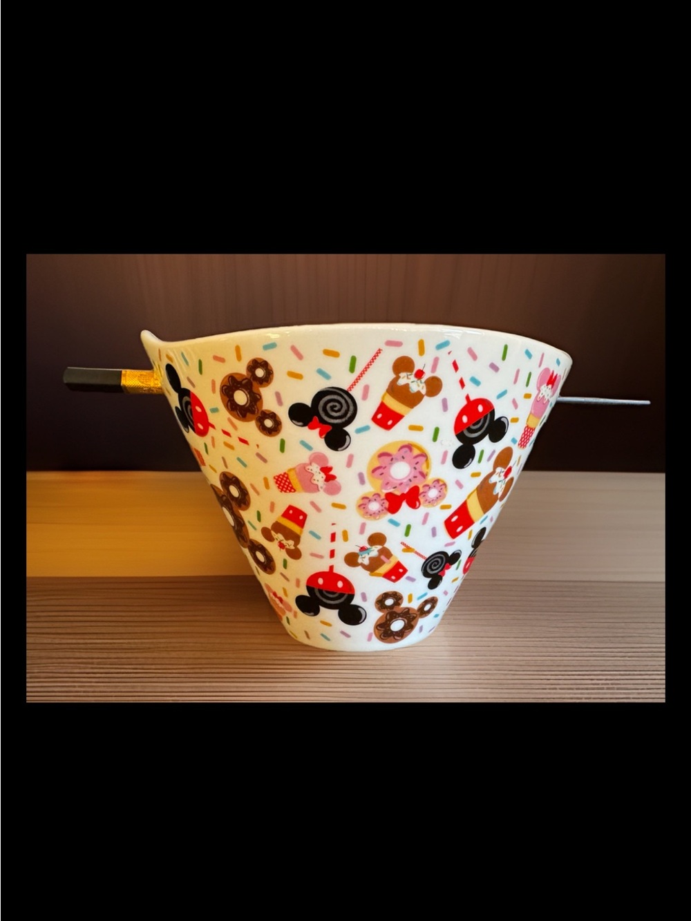 Disney Sweet Treats Ramen Ceramic Bowl with Chopstick Holders - Multicolor Clean